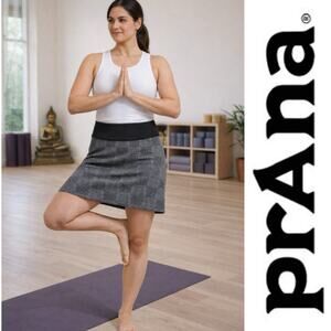 prAna Women's Roma Pull-On Black/Gray Geometric Fold Over Waist Skirt Sz: S